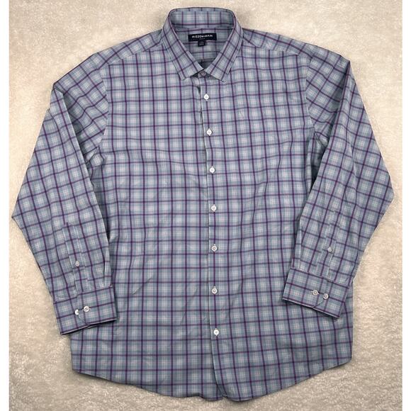 Mizzen + Main Shirt Mens XXL Blue White Plaid Check Leeward Performance Classic - Picture 1 of 6